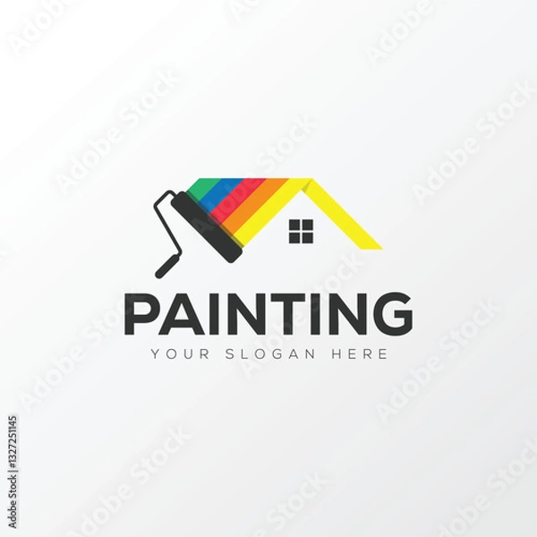 Fototapeta Paint logo, painting design, paint brush icon design with colorful elegant vector template