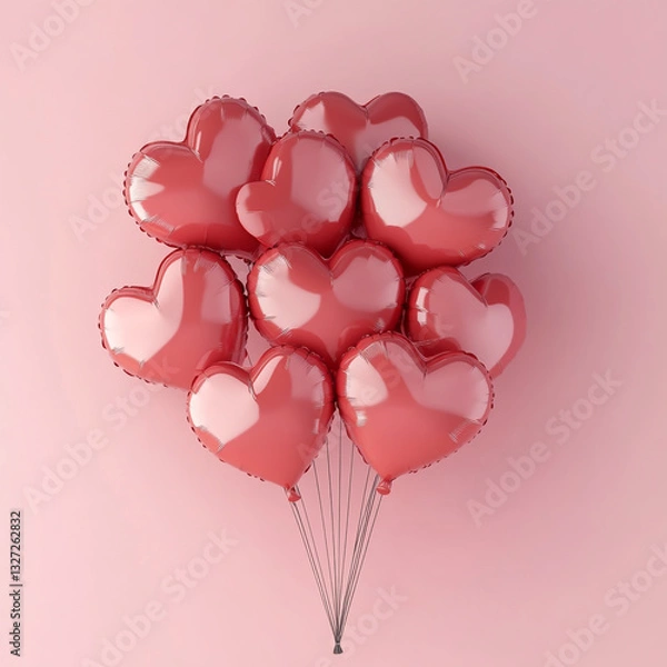 Obraz heart-shaped balloons for Valentine's Day, with a name and message on a pink background,