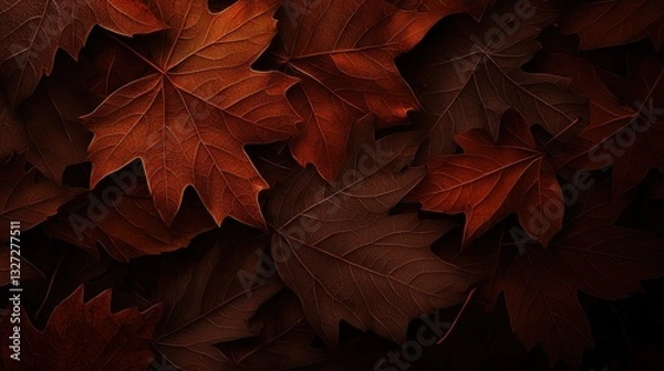 Obraz Autumnal fallen leaves background