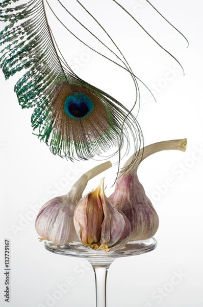 Obraz Garlic on a reversed glass
