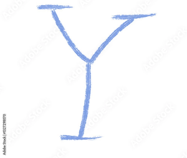 Fototapeta Abstract element hand-drawn brush pencil texture strokes letter Y