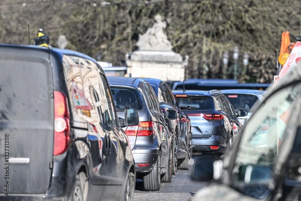 Obraz Belgique Bruxelles circulation auto voiture embouteillage file 