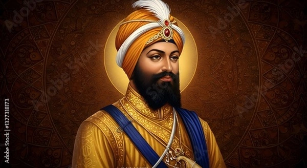 Fototapeta Guru Gobind Singh Ji Painting which is also Known as Tenth Sikh Guru of Ten Guru's
