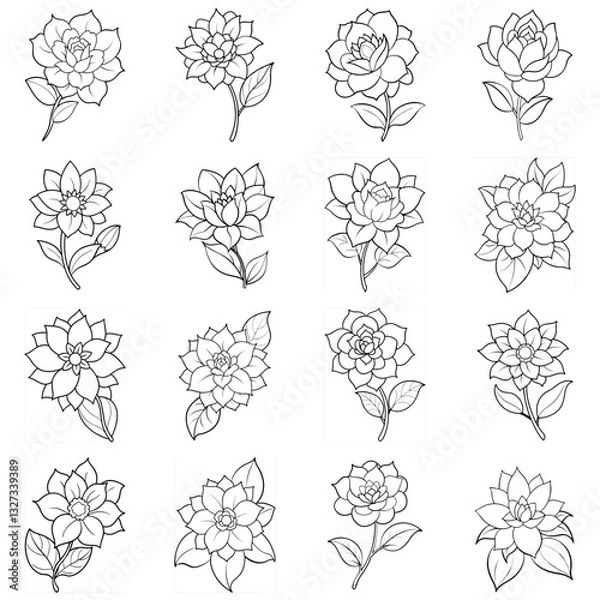 Fototapeta vector set of flowers