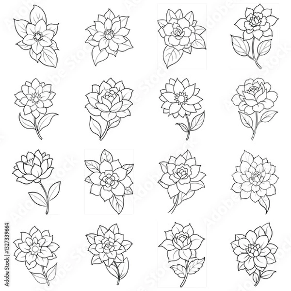 Fototapeta vector set of flowers