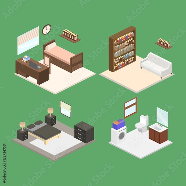 Obraz Interior office room vector flat design