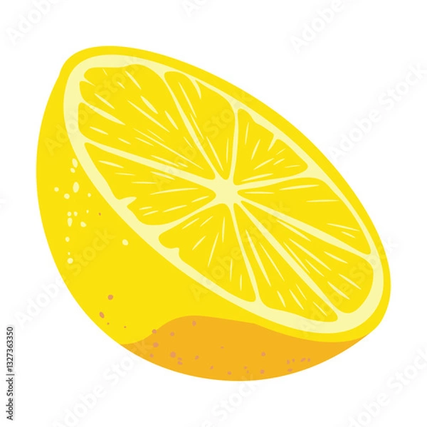 Fototapeta A bright yellow lemon with a textured peel. This vector illustration is perfect for food and citrus-themed designs.