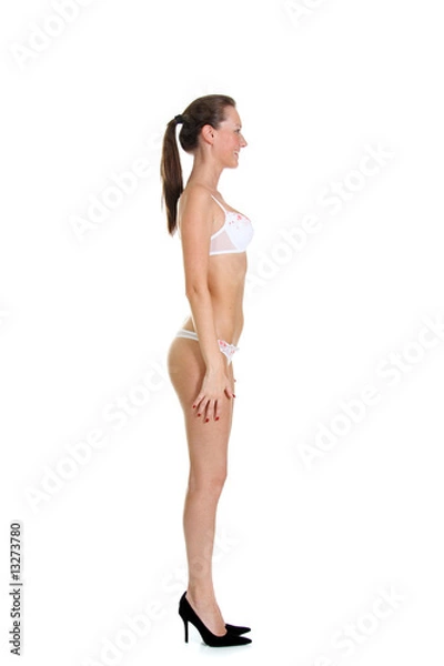 Fototapeta Beautiful underwear model posing on a white background