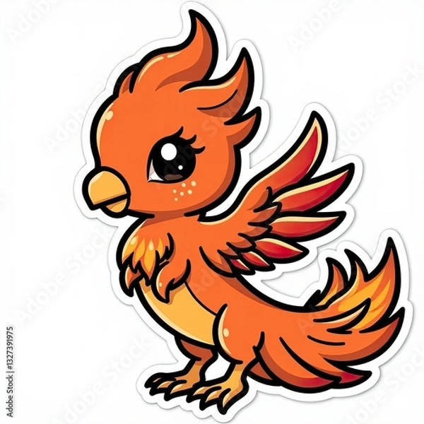 Obraz Cute Cartoon Bird with Vibrant Wings and Charming Expression