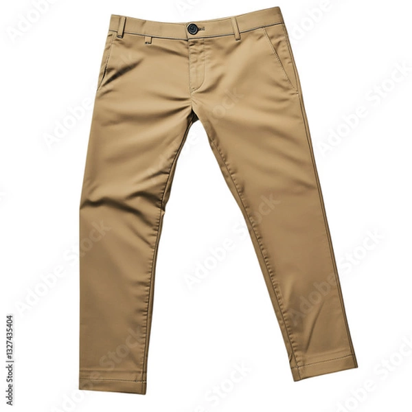 Fototapeta A Pair of Khaki Chinos with Slim Fit Design Isolated on Transparent Background