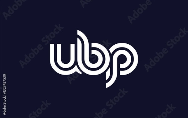 Fototapeta UBP Creative Unique Modern Letter Logo Design.  Stylized logo featuring a unique letter design, presenting abstract minimalist aesthetics and modern appeal.
