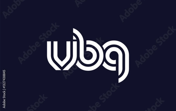 Fototapeta VBQ Creative Unique Modern Letter Logo Design.  Stylized logo featuring a unique letter design, presenting abstract minimalist aesthetics and modern appeal.