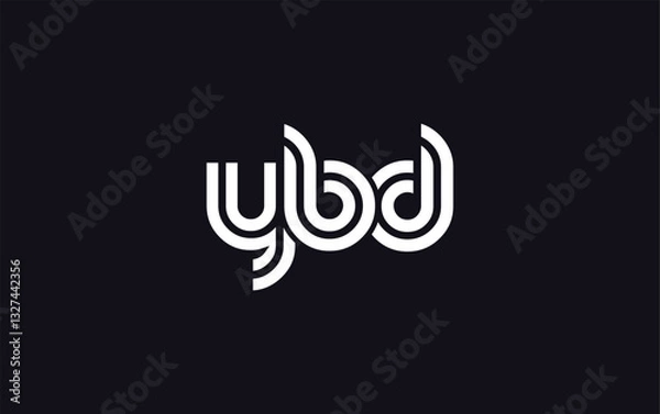 Fototapeta YBD Creative Unique Modern Letter Logo Design.  Stylized logo featuring a unique letter design, presenting abstract minimalist aesthetics and modern appeal.