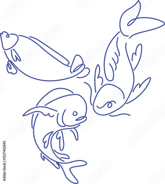 Fototapeta fish out line art svg illustration abstract