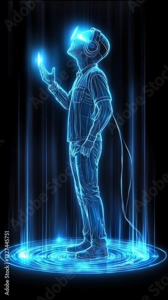 Obraz Hologram VR user exploring virtual reality