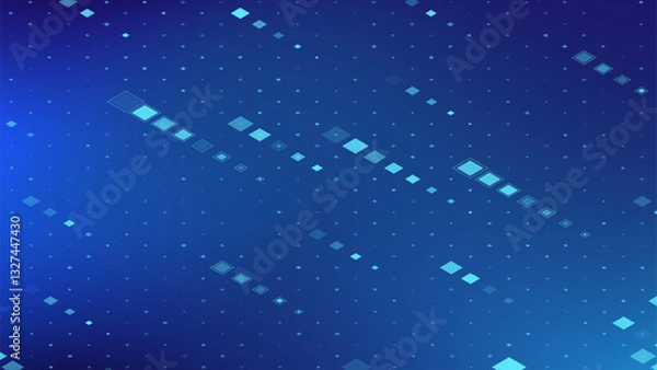 Fototapeta Abstract blue digital background with geometric patterns creating a futuristic atmosphere
