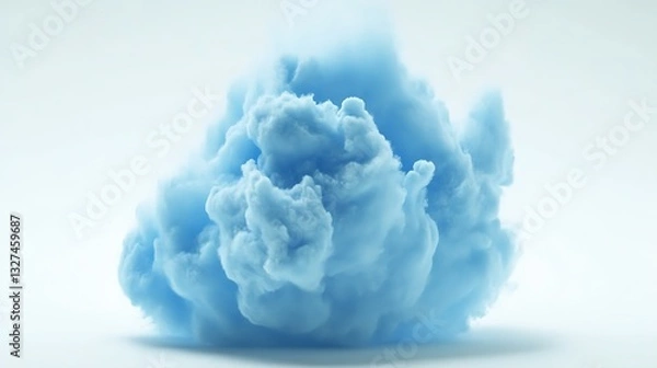 Obraz Blue cloud effect, abstract smoke on white background