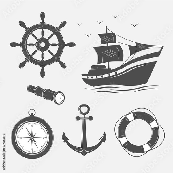 Fototapeta Items on the marine theme