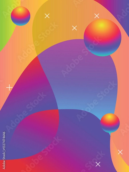 Obraz Vibrant Hand-Drawn Liquid Lines for Summer EDM Events template. 3d gradient acid style vibrant color vctor illustration.