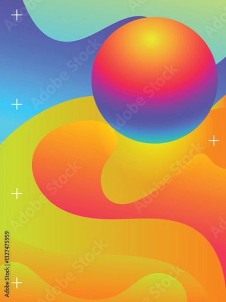 Obraz Abstract Vibrant Gradient Lines for Electro Party Poster template. 3d gradient acid style vibrant color vctor illustration.