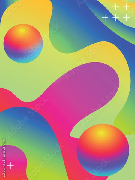Obraz Funky Acid Color Lines Background for Summer Beach Party template. 3d gradient acid style vibrant color vctor illustration.