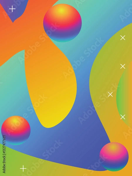 Obraz  Hand-Drawn Liquid Lines Background for Beach Party Poster template. 3d gradient acid style vibrant color vctor illustration.