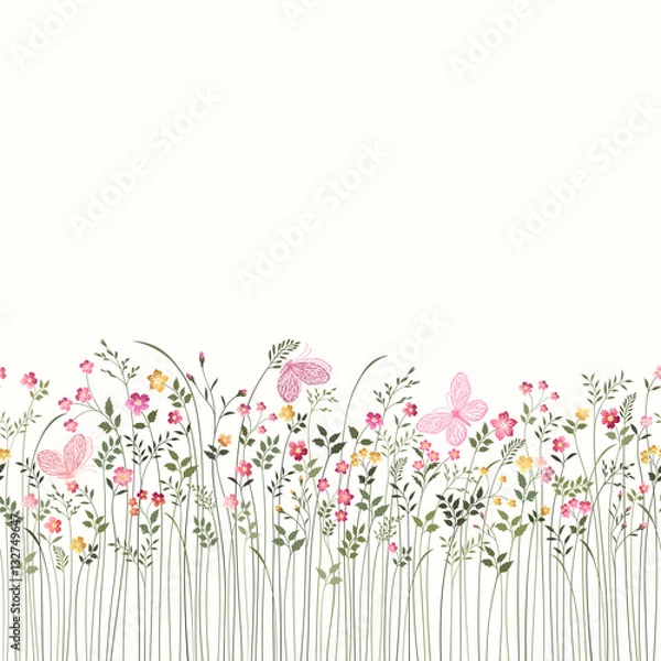 Obraz bezszwowe granica kwiatowy