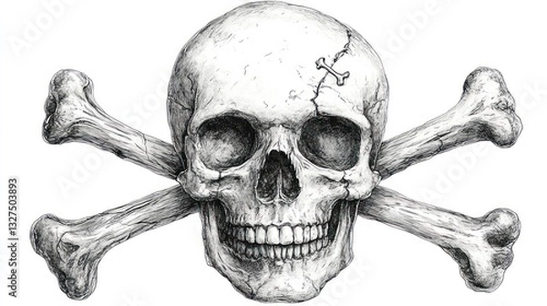 Fototapeta Skull and crossbones on white background (1)