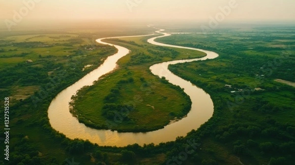 Fototapeta Curving Rivers in Soft Focus with Abstract Elements