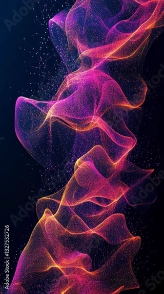 Fototapeta Abstract Colorful Digital Wave Design: Futuristic Network Art