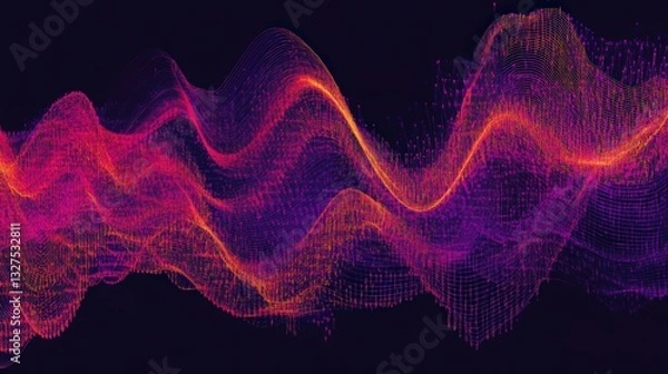 Fototapeta Abstract Data Visualization: Dynamic Waveforms and Network Structures
