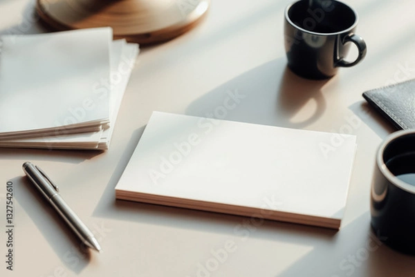 Fototapeta Office Workspace with Blank Paper