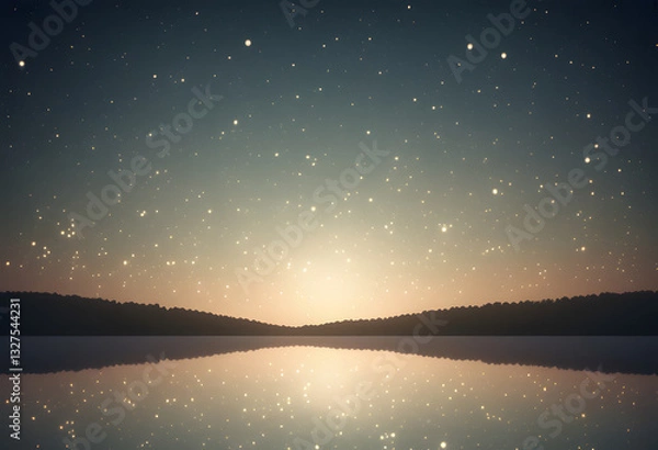 Fototapeta Panels reflecting soft starlight, subtle glow, peaceful and serene.