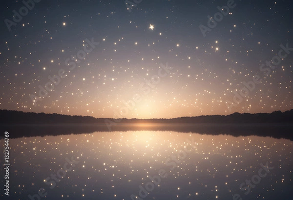Fototapeta Panels reflecting soft starlight, subtle glow, peaceful and serene.