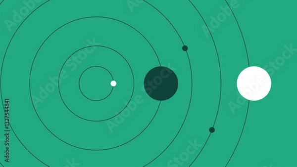 Fototapeta A clean and modern geometric background inspired by planetary orbits. Futuristic concept illustration ideal for technology, science, and space related creative works. High resolution abstract digital 