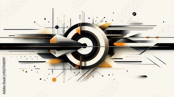 Fototapeta Abstract geometric design with dynamic lines and shapes.