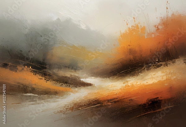 Fototapeta Layered soft brush textures, depth, and warmth through brushwork.