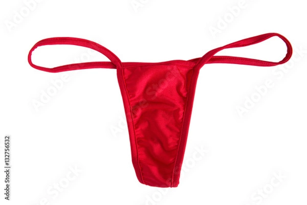 Obraz Red thong panties isolated on white background
