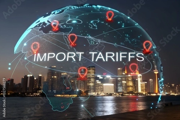 Fototapeta Import tariffs increase concept with digital elements