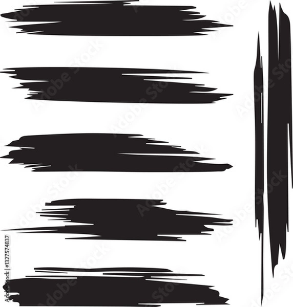 Fototapeta Black brush strock set 