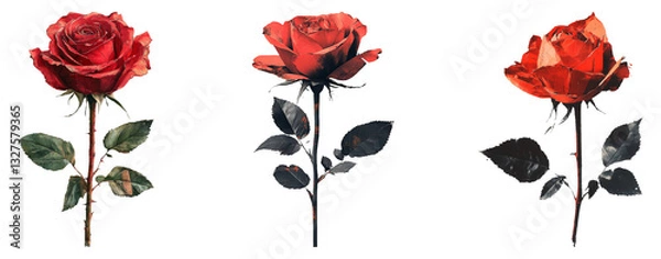 Fototapeta Elegant Rose Set on Transparent Background for Design Projects