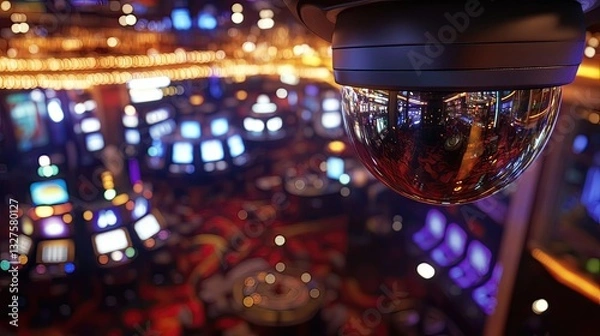 Fototapeta Elevated casino surveillance enhancing security in las vegas gaming environments