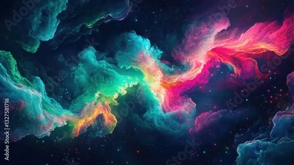 Fototapeta Colorful cosmic clouds create an ethereal and magical nebula view