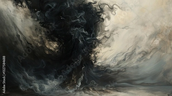 Fototapeta Abstract Swirls of Darkness and Light A Dynamic Contrast in Shades and Colors