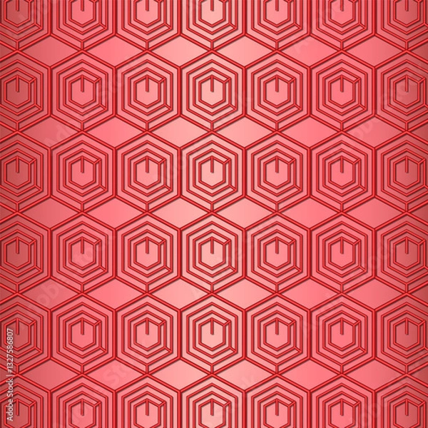 Fototapeta Padrão geométrico de hexágonos vermelhos