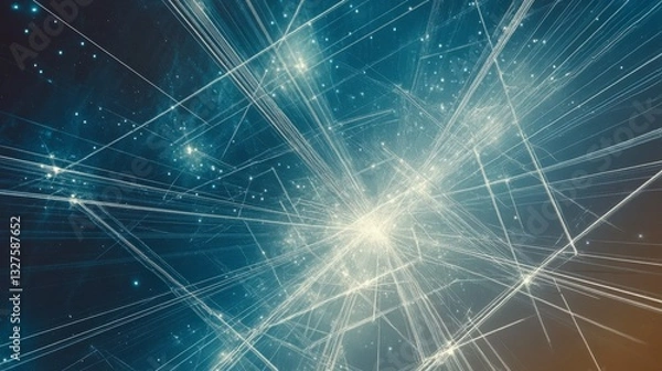 Obraz Abstract Digital Network Art: Intricate Connections and Data Flow Visualization
