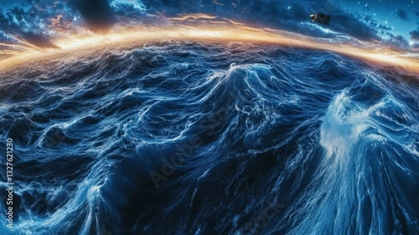 Obraz Epic Ocean Waves: A Turbulent Sea Under a Dramatic Sky