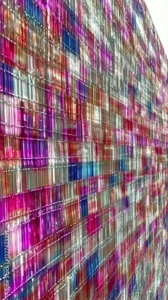 Obraz A Colorful Abstract Building Facade, Geometric Pattern in Vibrant Hues
