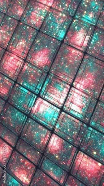 Obraz Stunning Geometric Facade Design with Sparkling Glass Tiles