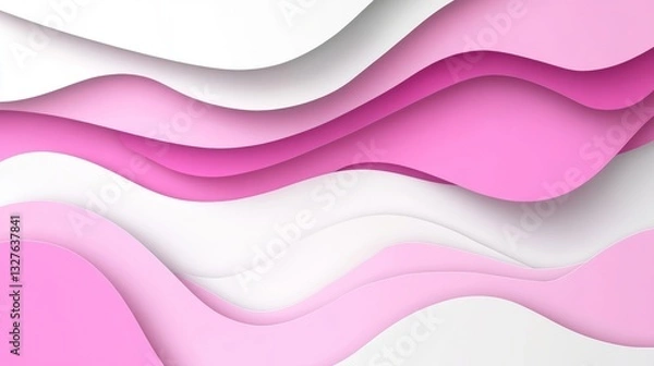 Obraz An impressive abstract landscape of layered pink paper, with wavy contours and smooth curves that provide a sense of depth and texture